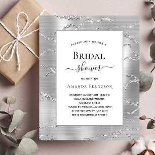 Bridal Shower silver white budget invitation