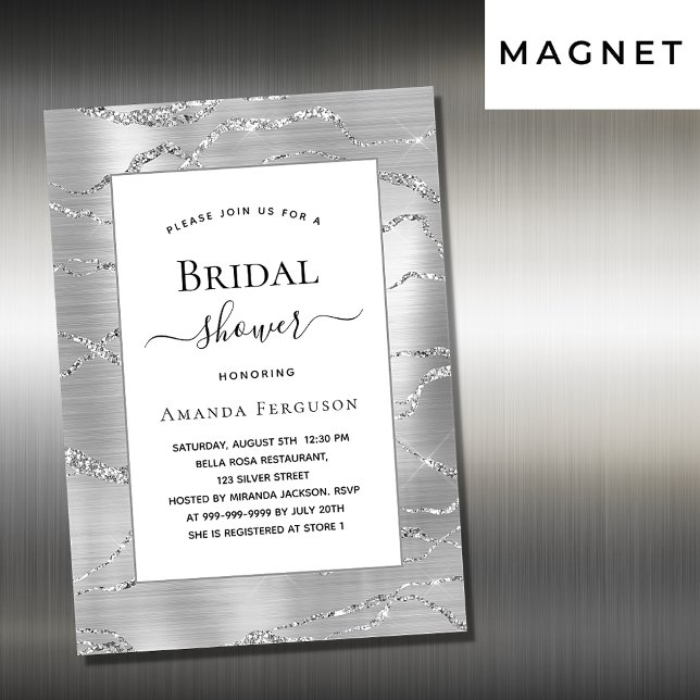 Bridal Shower silver white glamourous luxury Magnetic Invitation (Creator Uploaded)