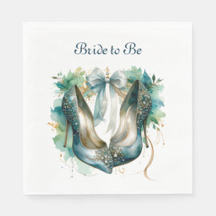 Bridal Shower Silvery Blue Wedding Shoes Napkin