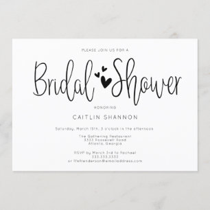 Bridal Shower Simple Black White Invitation