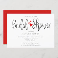 Bridal Shower Simple Black White Red Invitation
