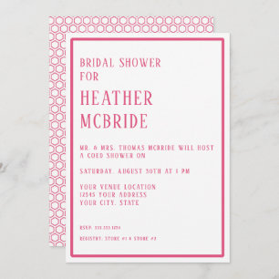 Bridal Shower Simple Modern Hexagon Geometric Invitation