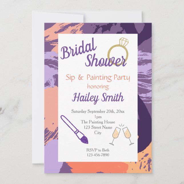 Bridal Shower Sip and Painting Party Invitation (Front)