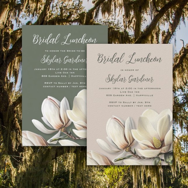 Bridal Shower Southern Magnolia Flowers Invitation (Creator Uploaded)