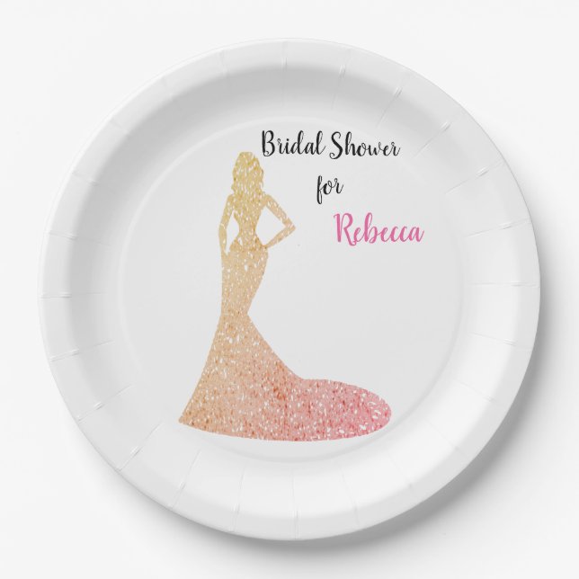 Bridal Shower Sparkle & Shine Paper Plate (Front)