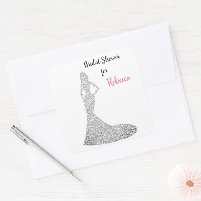 Bridal Shower Sparkle & Shine Square Sticker (Envelope)