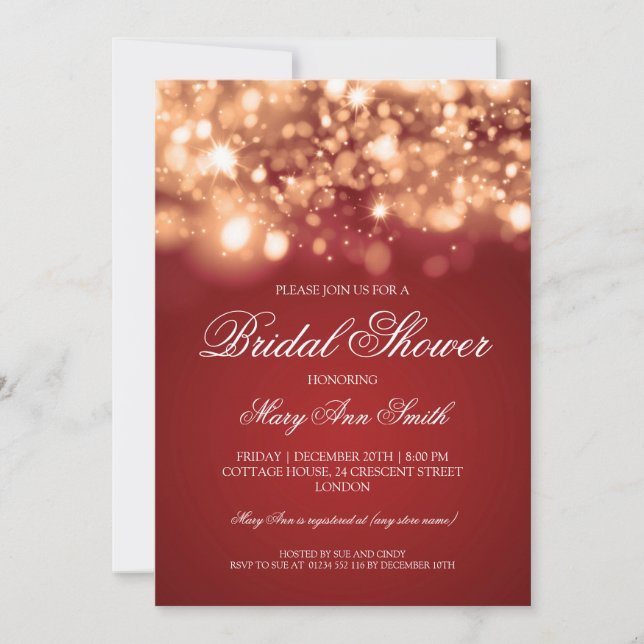 Bridal Shower Sparkling Lights Gold Invitation (Front)