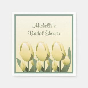Bridal Shower Spring Yellow Tulip Cocktail Napkin