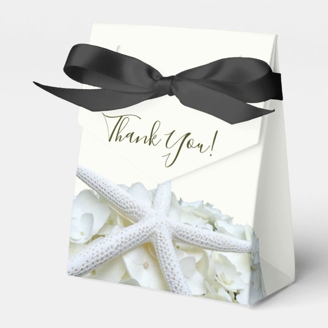 Bridal Shower Starfish White Hydrangea Thank You Favour Box (Front Side)