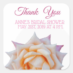 Bridal Shower Sticker Pink Rose Flower