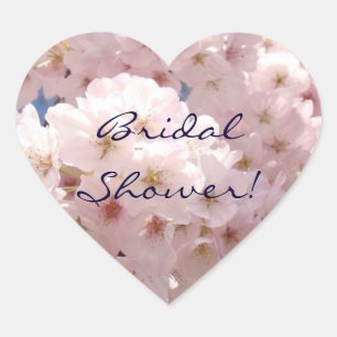Bridal Shower stickers Pink Heart shaped Blossoms