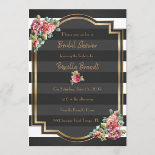 Bridal Shower, strip, black white Invitation