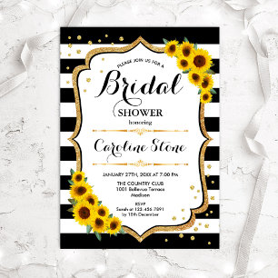 Bridal Shower - Stripes Sunflowers Invitation