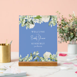 Bridal Shower Summer Blue White Hydrangea Welcome Acrylic Sign