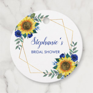 Bridal Shower Sunflower Blue Geometric Thank You Favour Tags