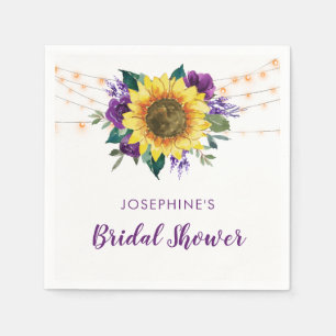 Bridal Shower Sunflower Purple Roses Napkin