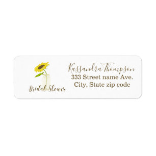 Bridal Shower Sunflower Return Address Label