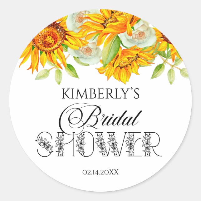 Bridal Shower Sunflower Sticker (Front)