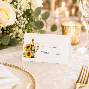 Bridal Shower sunflowers champagne table Place Card