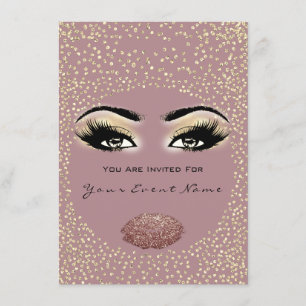 Bridal Shower Sweet 16th Kiss Makeup Blush Invitation