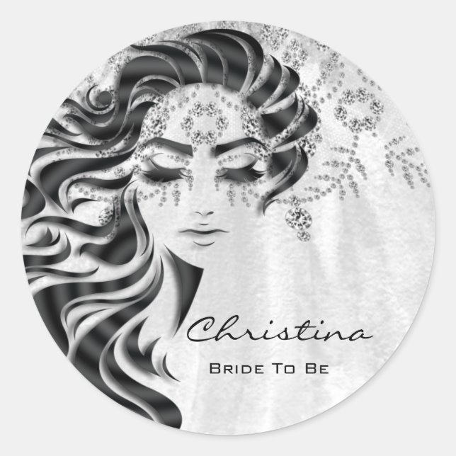 Bridal Shower Sweet 16th Lashes Makeup Princess Classic Round Sticker (Front)