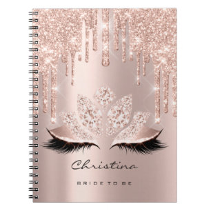 Bridal Shower Sweet 16th Lashes Pink Sparkly Rose Notebook