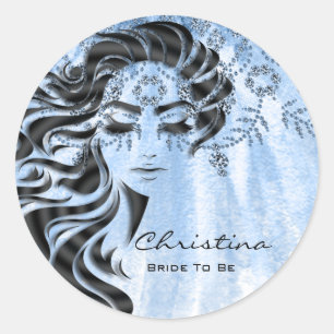 Bridal Shower Sweet 16th Makeup Princess Royal Blu Classic Round Sticker