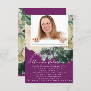 Bridal Shower Sweet 16th Photo Marsala Mint Floral Invitation