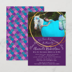Bridal Shower Sweet 16th Photo Quinceañera Mermaid Invitation