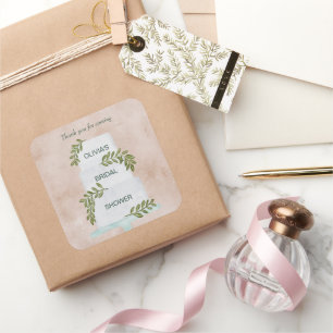 Bridal Shower Tag, Wedding Cake Thank You Favour Square Sticker
