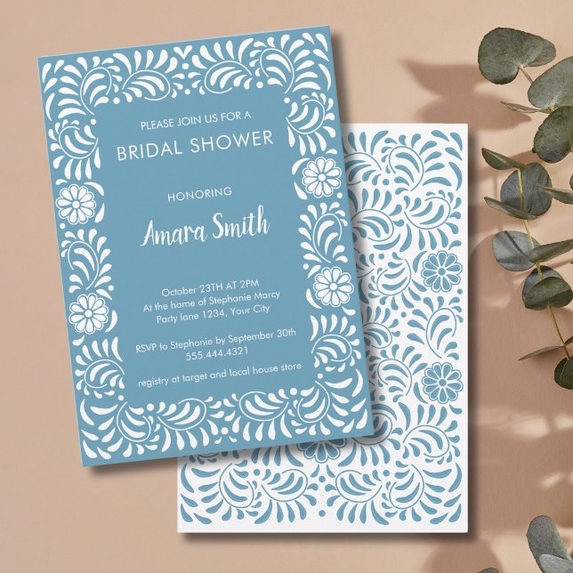 BRIDAL SHOWER TALAVERA BLUE FLOWERS Invitation (Creator Uploaded)