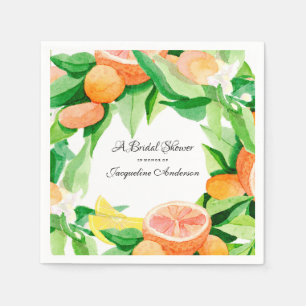 Bridal Shower Tea Citrus Leaf Orange Lemon Garden Napkin
