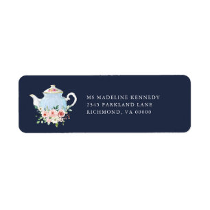 Bridal Shower Tea Elegant Blush Floral Gold Return Address Label