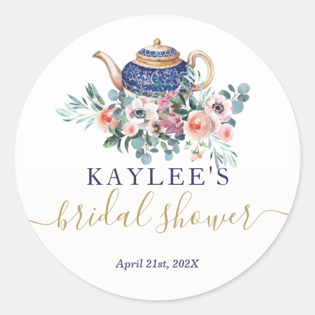 Bridal Shower tea favour sticker (Front)