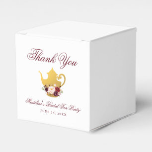 Bridal Shower Tea Party Burgundy Floral Thank You Favour Box