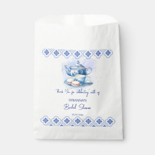 Bridal shower tea party  favors blue tiles tea pot favour bag