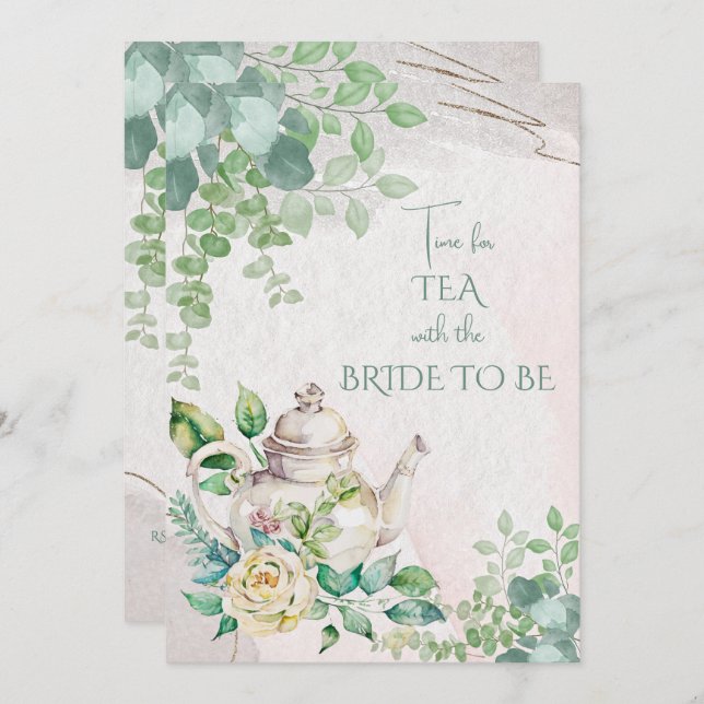 Bridal Shower Tea Party Invitation (Front/Back)