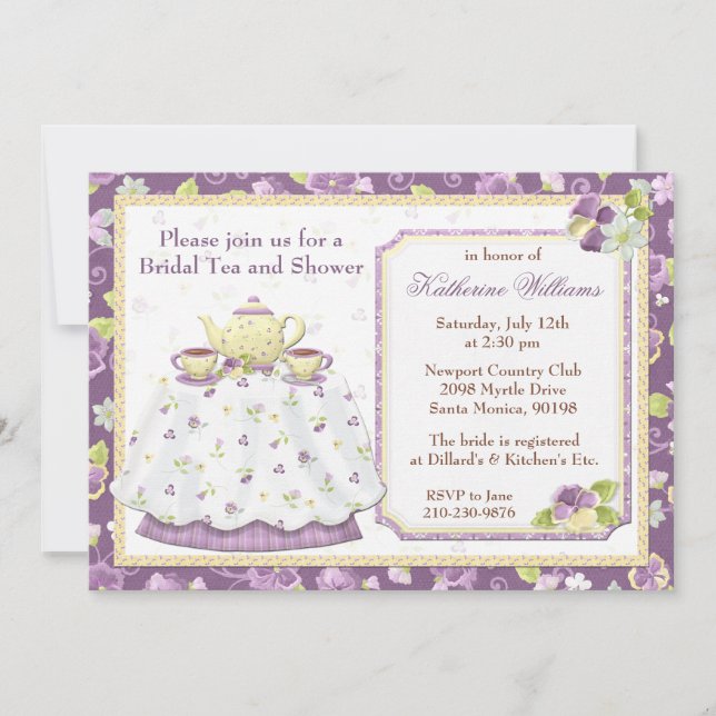 Bridal Shower Tea Party Invitation (Front)
