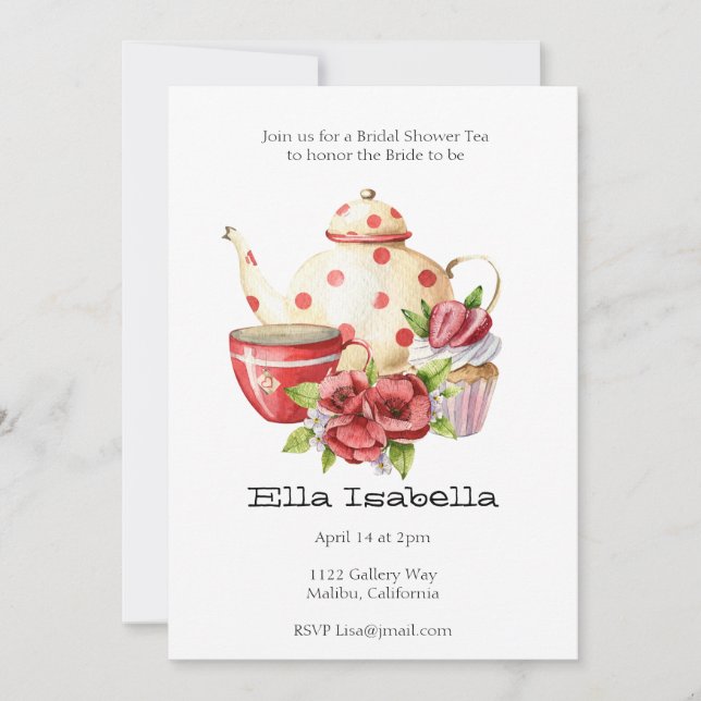 Bridal Shower Tea Party Invitation (Front)