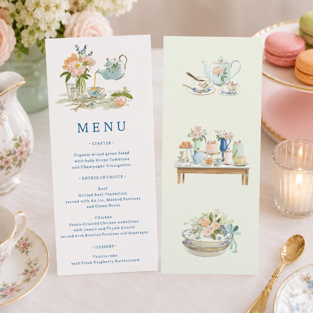 Bridal Shower Tea Party Menu  Invitation (Creator Uploaded)