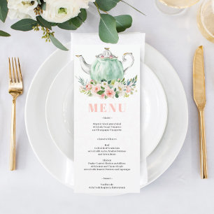 Bridal Shower Tea Party Menu Invitation