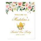 Bridal Shower Tea Party Pink Floral Gold Welcome
