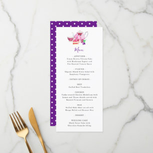 Bridal Shower Tea Party Purple Teapot Menu