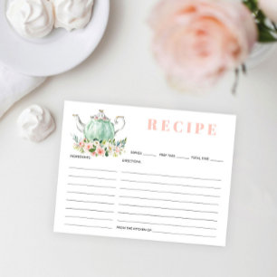 Bridal Shower Tea Party Recipe Postcard