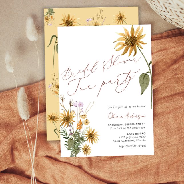 Bridal Shower Tea Party Sunflower Floral Invitation (Creator Uploaded)