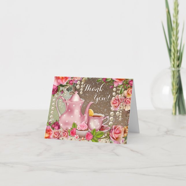 Bridal Shower Tea Party Thank You Card (Front)