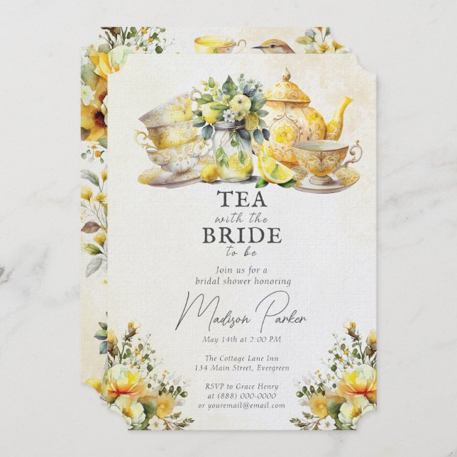 Bridal Shower Tea Party Vintage Invitation (Front/Back)