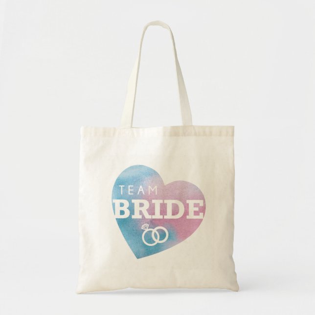 Bridal Shower Team Bride Heart Tote Bag Blue Item (Front)