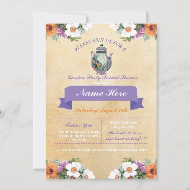 Bridal Shower Teapot Alice In Wonderland Invite (Front)