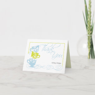 Bridal Shower Thank You Card     Green and Blue